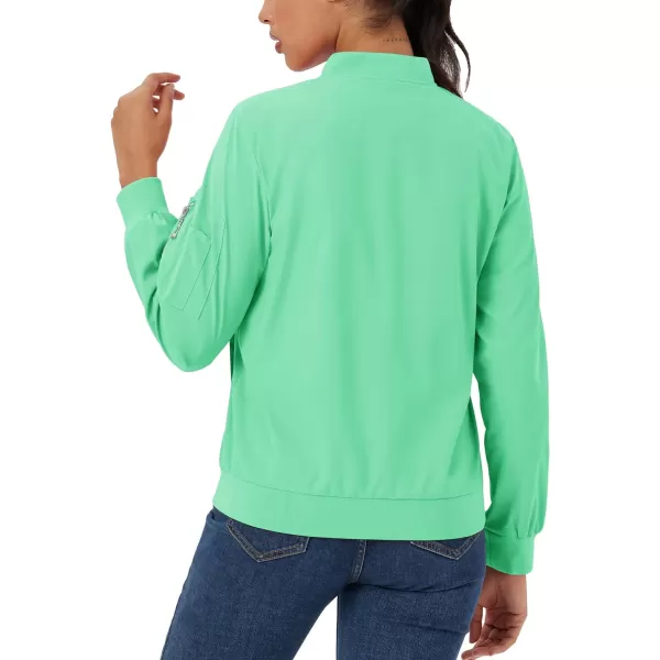MAGCOMSEN Women's Jacket Lightweight Bomber Jackets 5 Pockets Windbreaker Zip-up Casual Moto Outwear