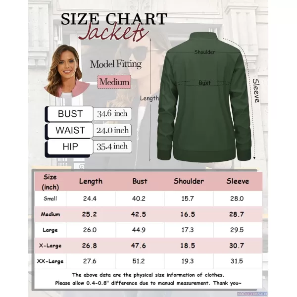 MAGCOMSEN Women's Jacket Lightweight Bomber Jackets 5 Pockets Windbreaker Zip-up Casual Moto Outwear