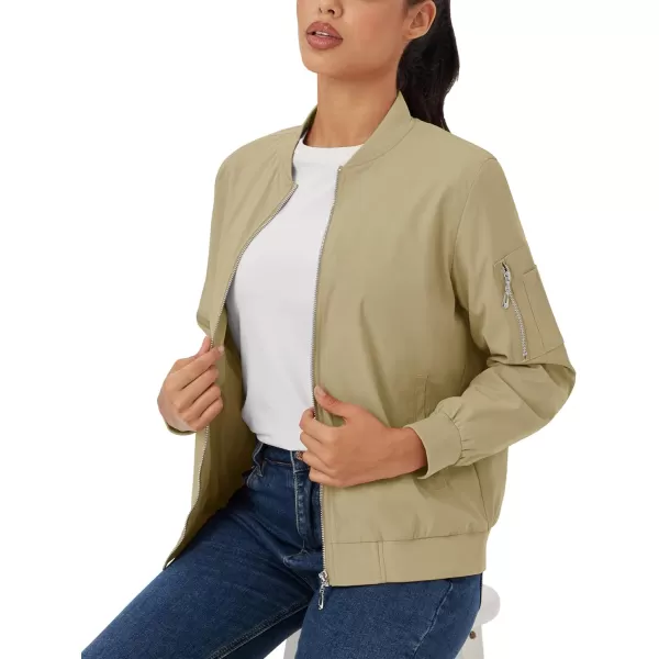 MAGCOMSEN Women's Jacket Lightweight Bomber Jackets 5 Pockets Windbreaker Zip-up Casual Moto Outwear
