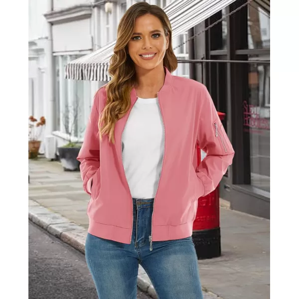 MAGCOMSEN Women's Jacket Lightweight Bomber Jackets 5 Pockets Windbreaker Zip-up Casual Moto Outwear