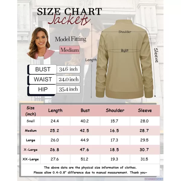 MAGCOMSEN Women's Jacket Lightweight Bomber Jackets 5 Pockets Windbreaker Zip-up Casual Moto Outwear