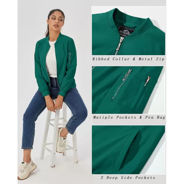 MAGCOMSEN Women's Jacket Lightweight Bomber Jackets 5 Pockets Windbreaker Zip-up Casual Moto Outwear