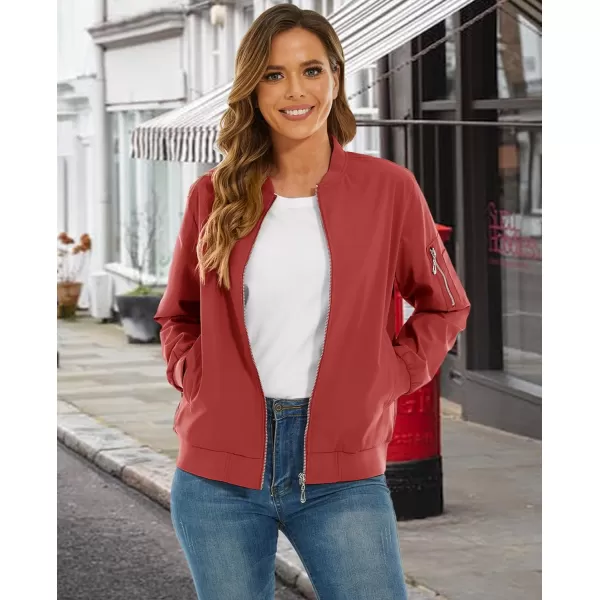 MAGCOMSEN Women's Jacket Lightweight Bomber Jackets 5 Pockets Windbreaker Zip-up Casual Moto Outwear