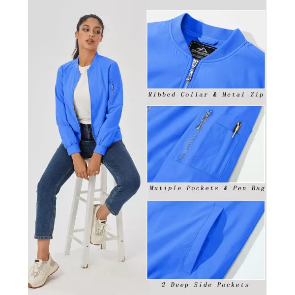 MAGCOMSEN Women's Jacket Lightweight Bomber Jackets 5 Pockets Windbreaker Zip-up Casual Moto Outwear