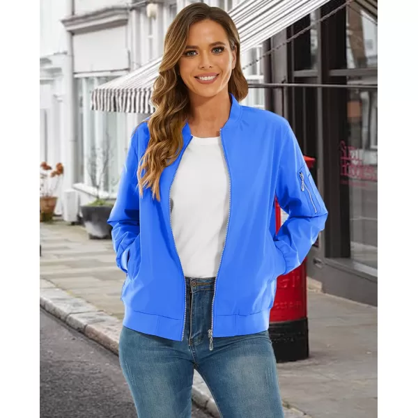 MAGCOMSEN Women's Jacket Lightweight Bomber Jackets 5 Pockets Windbreaker Zip-up Casual Moto Outwear