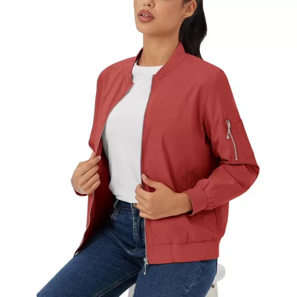 MAGCOMSEN Women's Jacket Lightweight Bomber Jackets 5 Pockets Windbreaker Zip-up Casual Moto Outwear