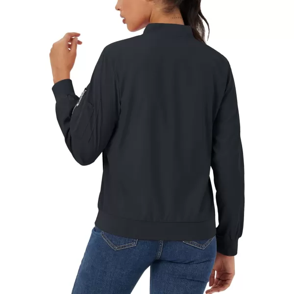 MAGCOMSEN Women's Jacket Lightweight Bomber Jackets 5 Pockets Windbreaker Zip-up Casual Moto Outwear