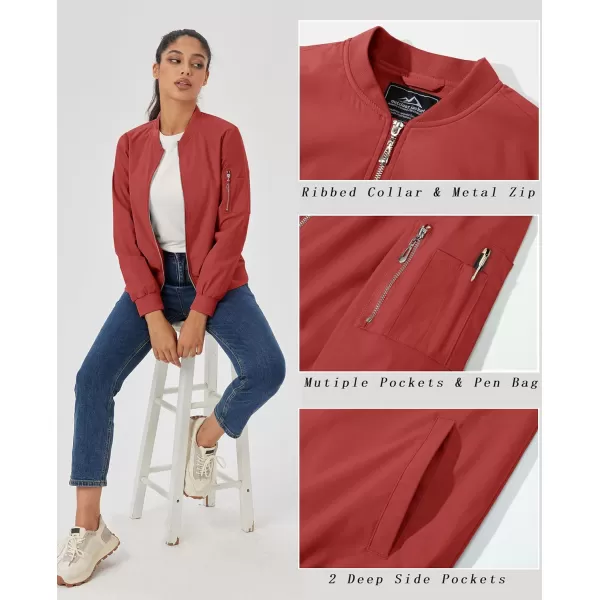 MAGCOMSEN Women's Jacket Lightweight Bomber Jackets 5 Pockets Windbreaker Zip-up Casual Moto Outwear