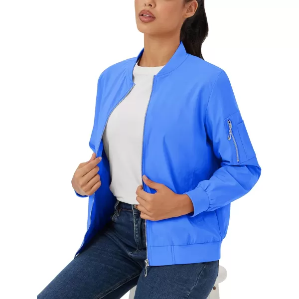 MAGCOMSEN Women's Jacket Lightweight Bomber Jackets 5 Pockets Windbreaker Zip-up Casual Moto Outwear