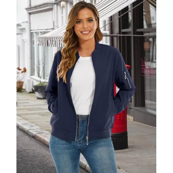 MAGCOMSEN Women's Jacket Lightweight Bomber Jackets 5 Pockets Windbreaker Zip-up Casual Moto Outwear