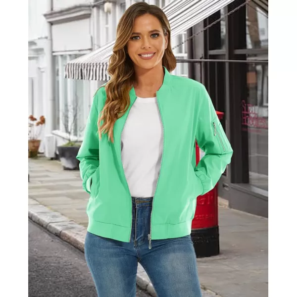 MAGCOMSEN Women's Jacket Lightweight Bomber Jackets 5 Pockets Windbreaker Zip-up Casual Moto Outwear