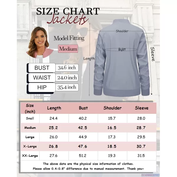 MAGCOMSEN Women's Jacket Lightweight Bomber Jackets 5 Pockets Windbreaker Zip-up Casual Moto Outwear