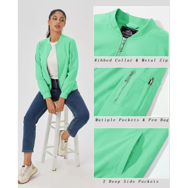MAGCOMSEN Women's Jacket Lightweight Bomber Jackets 5 Pockets Windbreaker Zip-up Casual Moto Outwear