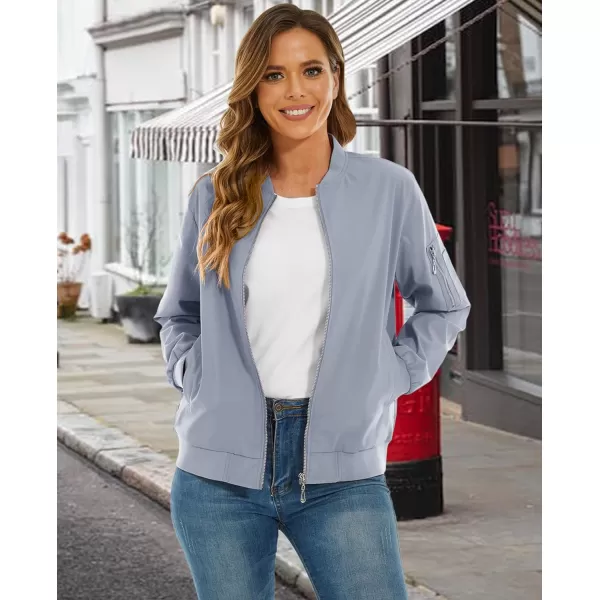 MAGCOMSEN Women's Jacket Lightweight Bomber Jackets 5 Pockets Windbreaker Zip-up Casual Moto Outwear