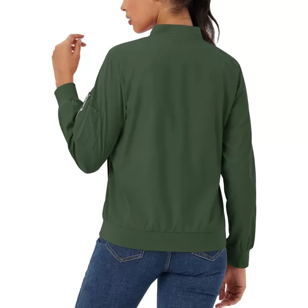MAGCOMSEN Women's Jacket Lightweight Bomber Jackets 5 Pockets Windbreaker Zip-up Casual Moto Outwear