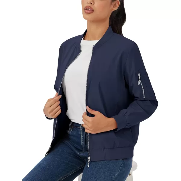 MAGCOMSEN Women's Jacket Lightweight Bomber Jackets 5 Pockets Windbreaker Zip-up Casual Moto Outwear