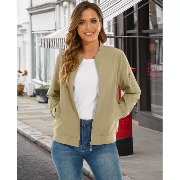 MAGCOMSEN Women's Jacket Lightweight Bomber Jackets 5 Pockets Windbreaker Zip-up Casual Moto Outwear