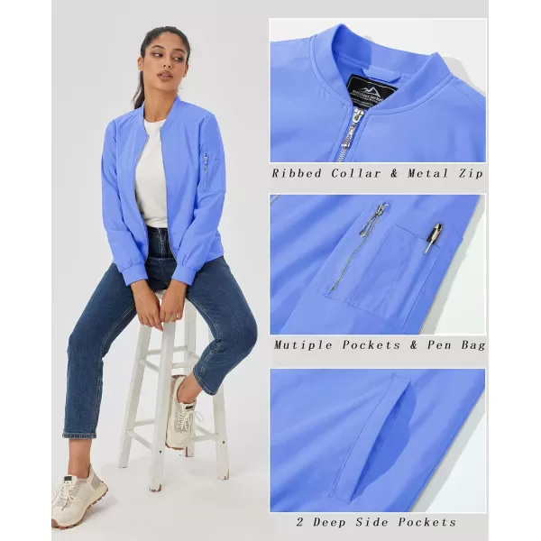 MAGCOMSEN Women's Jacket Lightweight Bomber Jackets 5 Pockets Windbreaker Zip-up Casual Moto Outwear