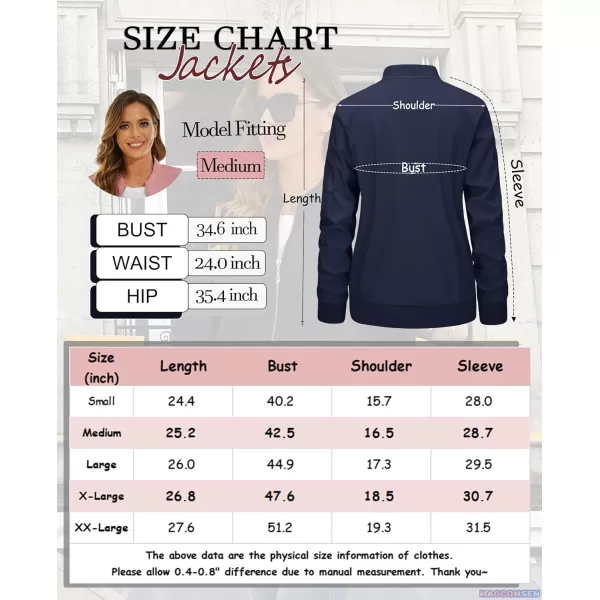 MAGCOMSEN Women's Jacket Lightweight Bomber Jackets 5 Pockets Windbreaker Zip-up Casual Moto Outwear