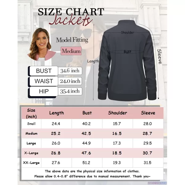 MAGCOMSEN Women's Jacket Lightweight Bomber Jackets 5 Pockets Windbreaker Zip-up Casual Moto Outwear