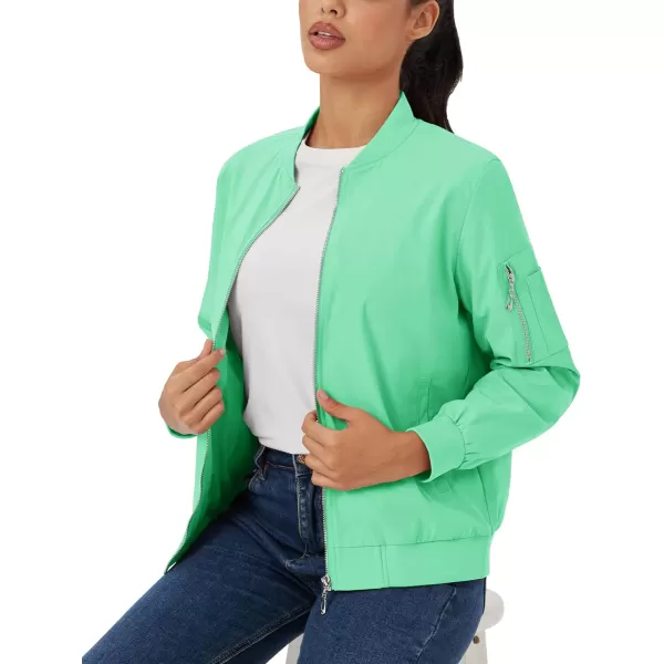 MAGCOMSEN Women's Jacket Lightweight Bomber Jackets 5 Pockets Windbreaker Zip-up Casual Moto Outwear