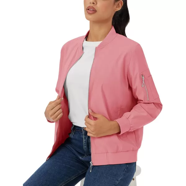 MAGCOMSEN Women's Jacket Lightweight Bomber Jackets 5 Pockets Windbreaker Zip-up Casual Moto Outwear