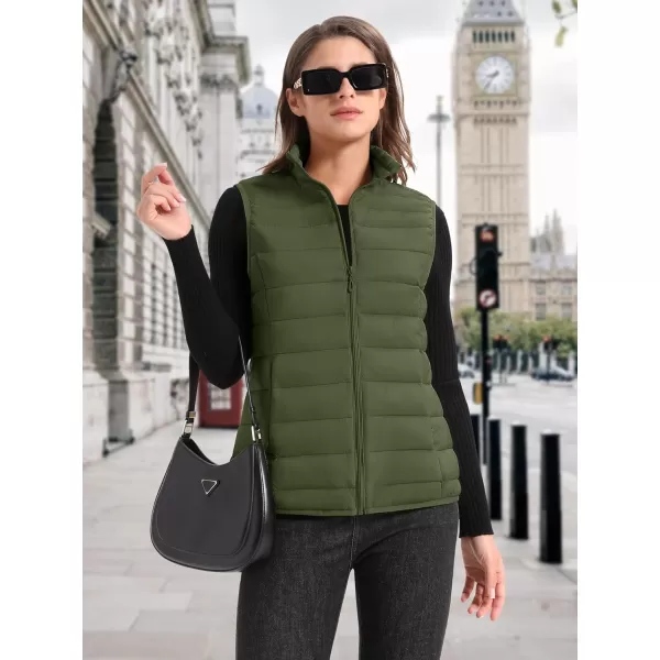 MAGCOMSEN Women's Lightweight Puffer Vest Sleeveless Quilted Stand Collar Zip Jacket 4 Pockets Padded Outerwear Vests