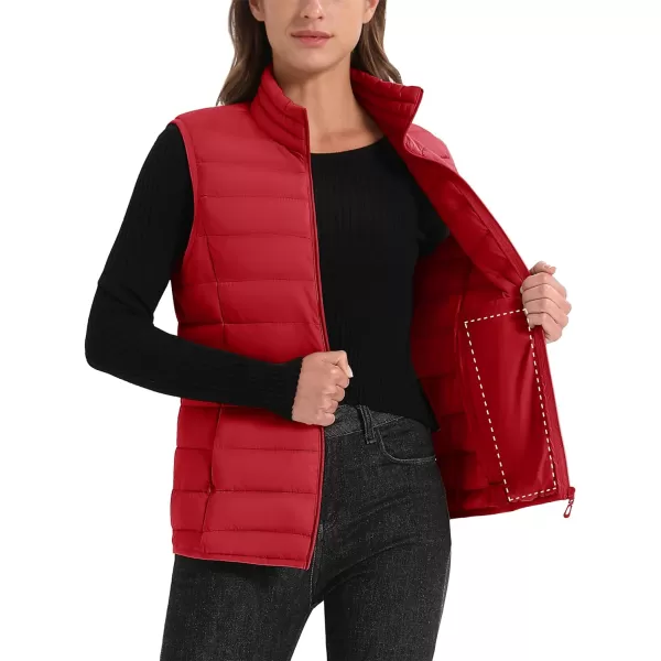 MAGCOMSEN Women's Lightweight Puffer Vest Sleeveless Quilted Stand Collar Zip Jacket 4 Pockets Padded Outerwear Vests