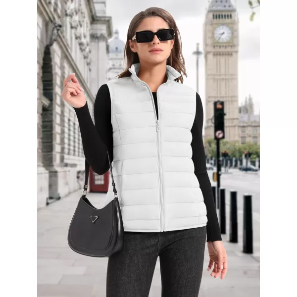 MAGCOMSEN Women's Lightweight Puffer Vest Sleeveless Quilted Stand Collar Zip Jacket 4 Pockets Padded Outerwear Vests