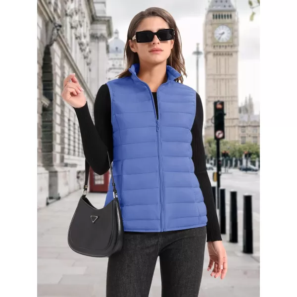 MAGCOMSEN Women's Lightweight Puffer Vest Sleeveless Quilted Stand Collar Zip Jacket 4 Pockets Padded Outerwear Vests