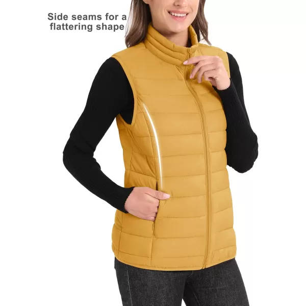 MAGCOMSEN Women's Lightweight Puffer Vest Sleeveless Quilted Stand Collar Zip Jacket 4 Pockets Padded Outerwear Vests
