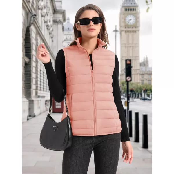 MAGCOMSEN Women's Lightweight Puffer Vest Sleeveless Quilted Stand Collar Zip Jacket 4 Pockets Padded Outerwear Vests