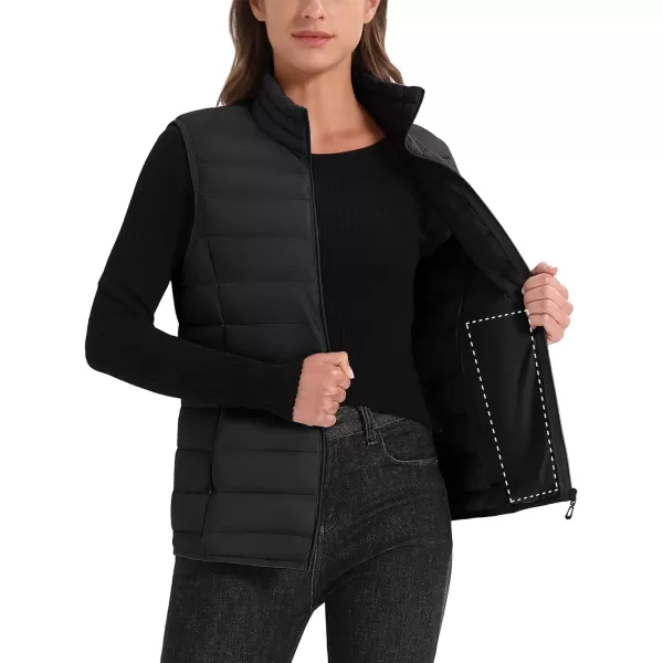 MAGCOMSEN Women's Lightweight Puffer Vest Sleeveless Quilted Stand Collar Zip Jacket 4 Pockets Padded Outerwear Vests