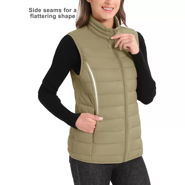 MAGCOMSEN Women's Lightweight Puffer Vest Sleeveless Quilted Stand Collar Zip Jacket 4 Pockets Padded Outerwear Vests