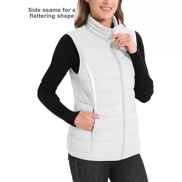 MAGCOMSEN Women's Lightweight Puffer Vest Sleeveless Quilted Stand Collar Zip Jacket 4 Pockets Padded Outerwear Vests