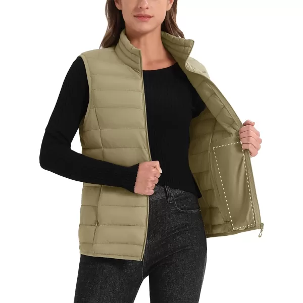 MAGCOMSEN Women's Lightweight Puffer Vest Sleeveless Quilted Stand Collar Zip Jacket 4 Pockets Padded Outerwear Vests