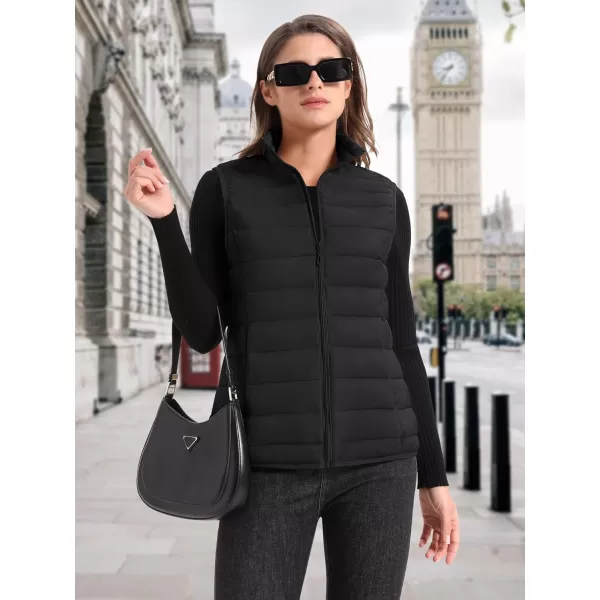 MAGCOMSEN Women's Lightweight Puffer Vest Sleeveless Quilted Stand Collar Zip Jacket 4 Pockets Padded Outerwear Vests