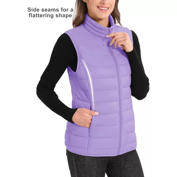 MAGCOMSEN Women's Lightweight Puffer Vest Sleeveless Quilted Stand Collar Zip Jacket 4 Pockets Padded Outerwear Vests
