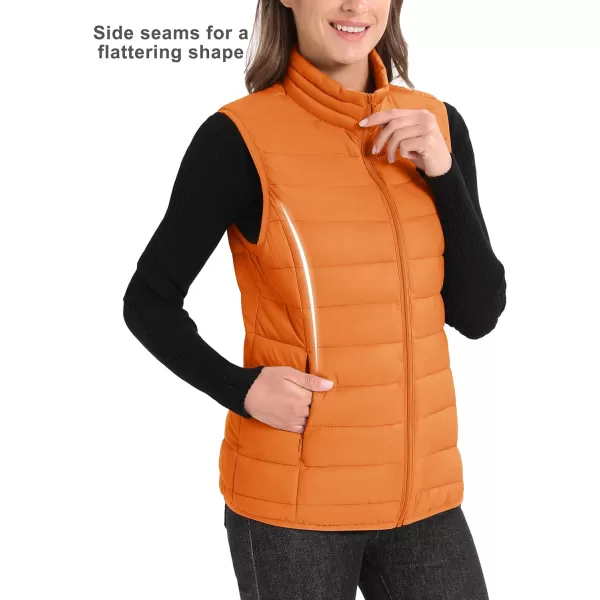 MAGCOMSEN Women's Lightweight Puffer Vest Sleeveless Quilted Stand Collar Zip Jacket 4 Pockets Padded Outerwear Vests