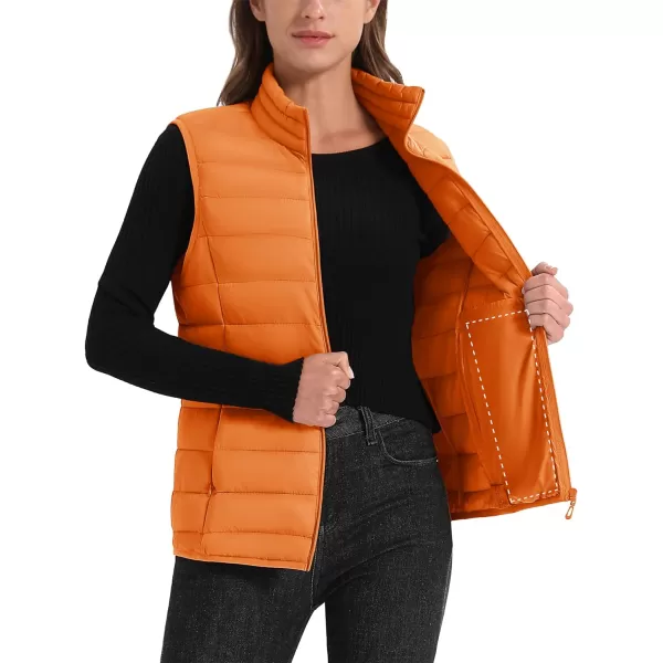 MAGCOMSEN Women's Lightweight Puffer Vest Sleeveless Quilted Stand Collar Zip Jacket 4 Pockets Padded Outerwear Vests