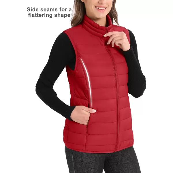 MAGCOMSEN Women's Lightweight Puffer Vest Sleeveless Quilted Stand Collar Zip Jacket 4 Pockets Padded Outerwear Vests