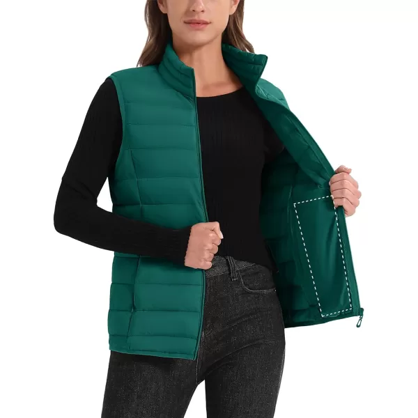 MAGCOMSEN Women's Lightweight Puffer Vest Sleeveless Quilted Stand Collar Zip Jacket 4 Pockets Padded Outerwear Vests