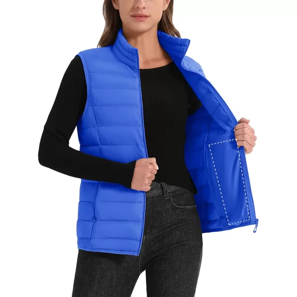 MAGCOMSEN Women's Lightweight Puffer Vest Sleeveless Quilted Stand Collar Zip Jacket 4 Pockets Padded Outerwear Vests