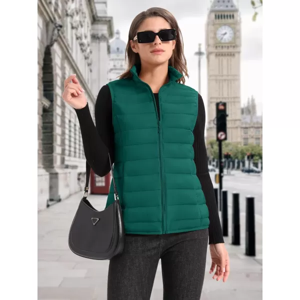 MAGCOMSEN Women's Lightweight Puffer Vest Sleeveless Quilted Stand Collar Zip Jacket 4 Pockets Padded Outerwear Vests