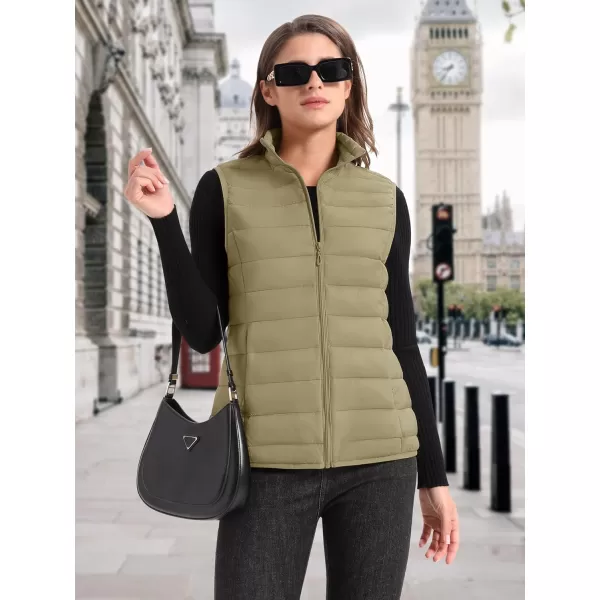MAGCOMSEN Women's Lightweight Puffer Vest Sleeveless Quilted Stand Collar Zip Jacket 4 Pockets Padded Outerwear Vests