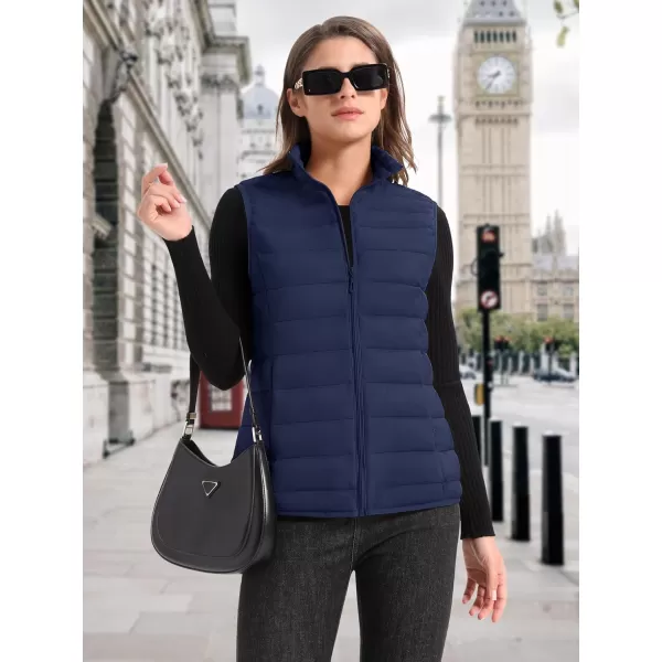 MAGCOMSEN Women's Lightweight Puffer Vest Sleeveless Quilted Stand Collar Zip Jacket 4 Pockets Padded Outerwear Vests