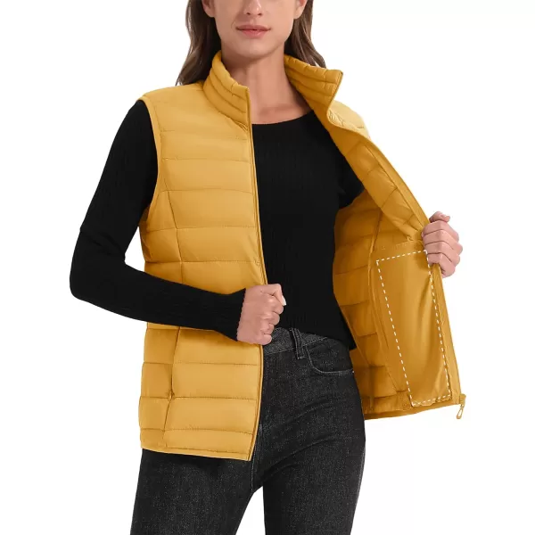 MAGCOMSEN Women's Lightweight Puffer Vest Sleeveless Quilted Stand Collar Zip Jacket 4 Pockets Padded Outerwear Vests