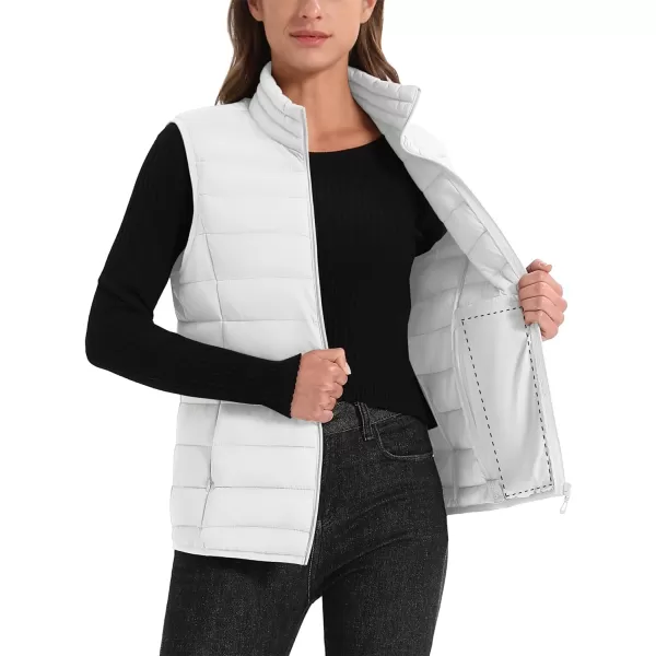 MAGCOMSEN Women's Lightweight Puffer Vest Sleeveless Quilted Stand Collar Zip Jacket 4 Pockets Padded Outerwear Vests