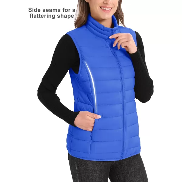 MAGCOMSEN Women's Lightweight Puffer Vest Sleeveless Quilted Stand Collar Zip Jacket 4 Pockets Padded Outerwear Vests