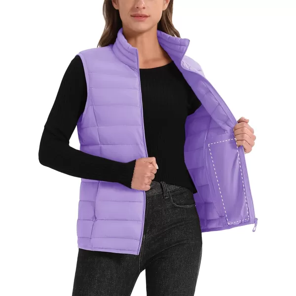 MAGCOMSEN Women's Lightweight Puffer Vest Sleeveless Quilted Stand Collar Zip Jacket 4 Pockets Padded Outerwear Vests